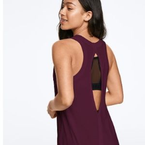 NEW PINK - SLIT BACK MUSCLE TANK - S - Plum